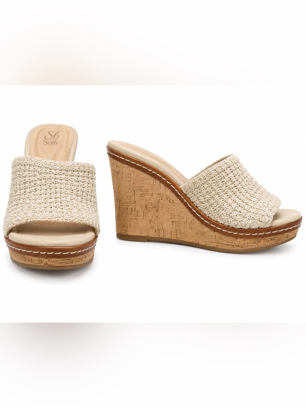 CL by Laundry Cream Crochet Slide Wedge Mules